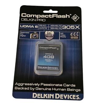 Delkin Devices Pro 4GB CompactFlash CF Memory Card UDMA 6 305X 45MB/s Sealed NIP